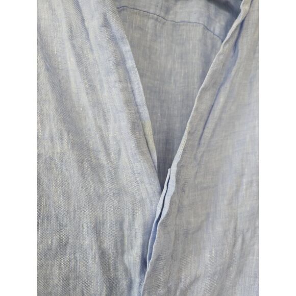 Baird McNutt Murano Mens 2XB Linen Shirt Light Blue Roll Tab Sleeve Button Up - Picture 8 of 8